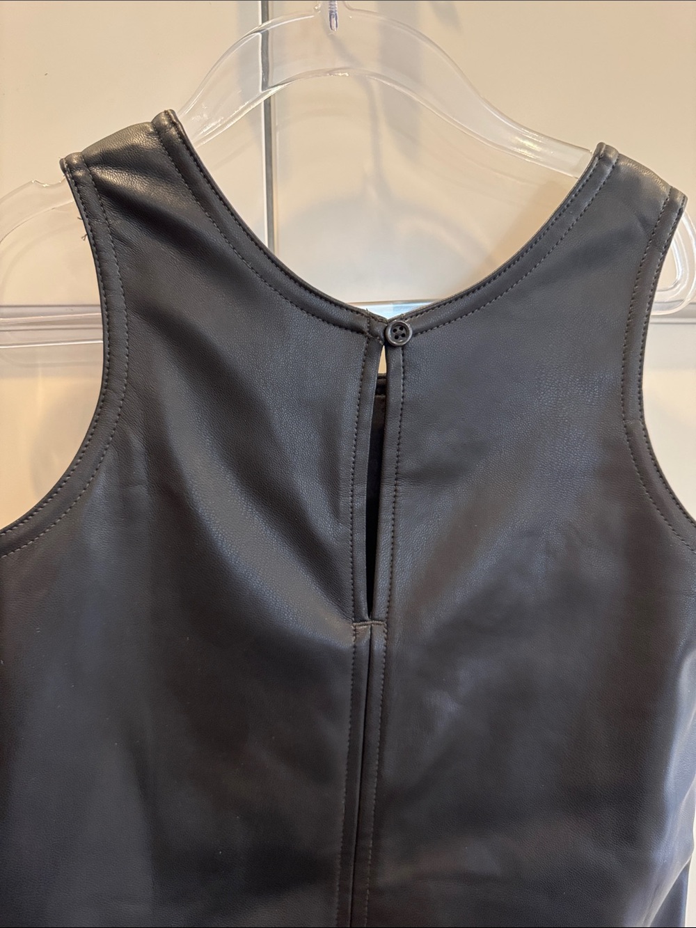 Baby Gap Black Vegan Leather Jumper Dress Size 4 | Faux Leather Sleeveless Dress - Picture 10 of 15